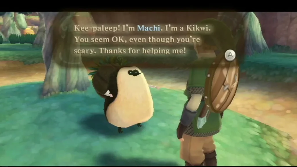 Machi the Kikwi introduces herself with a message box: I am Machi, a Kikwi. Machi the Kikwi introduces herself with a message box: I am Machi, a Kikwi.