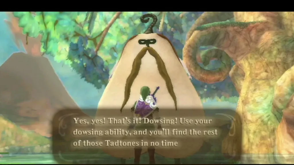 The bean-shaped guide says Link can now use dowsing to find the rest of the Tadtones.