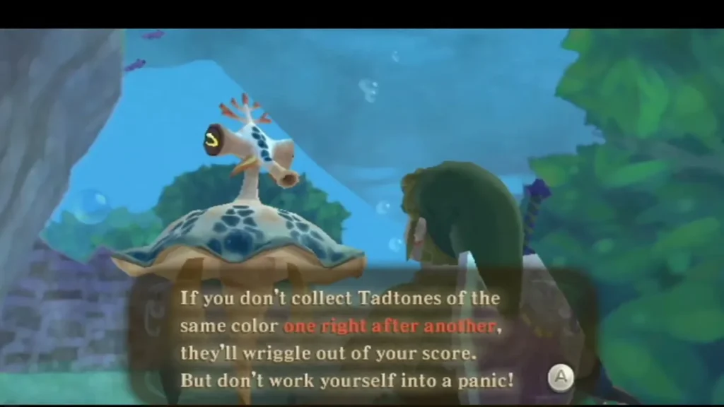 The guide warns that Tadtones of one colour must be collected one right after another or they escape.