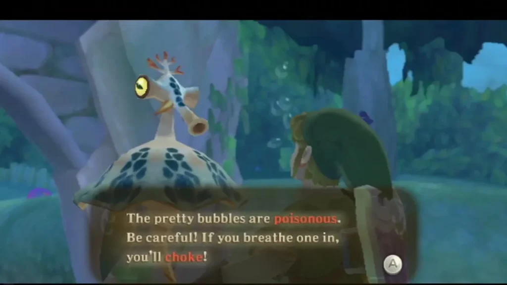 The guide warns that the pretty bubbles underwater are poisonous and will make you choke.