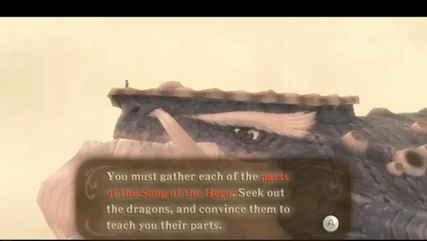 Levias's great eye in the clouds, with a message saying the pieces of the Song of the Hero must be gathered. Levias's great eye in the clouds, with a message saying the pieces of the Song of the Hero must be gathered.
