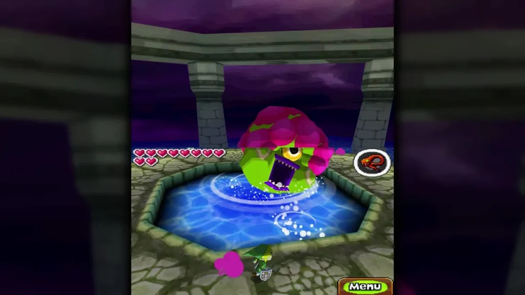 Phytops opening its yellow eye and mouth in the Ocean Temple pool Phytops opening its yellow eye and mouth in the Ocean Temple pool
