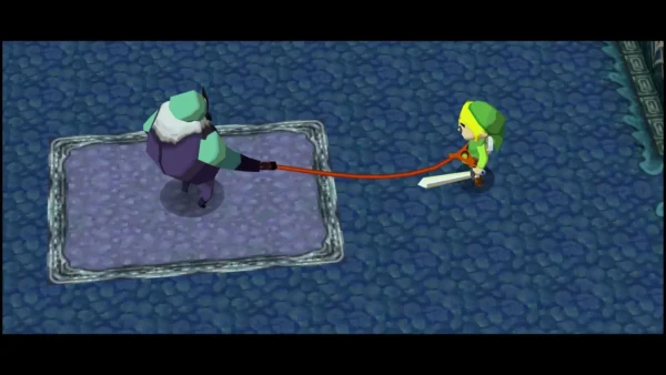 Snapper in the Ocean Temple lashing Link with a whip while Link faces it across the room Snapper in the Ocean Temple lashing Link with a whip while Link faces it across the room