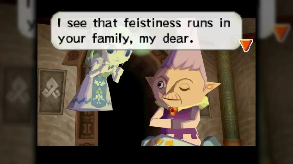 Anjean the purple-haired Lokomo speaking to a pale green spirit in the Tower of Spirits Anjean the purple-haired Lokomo speaking to a pale green spirit in the Tower of Spirits