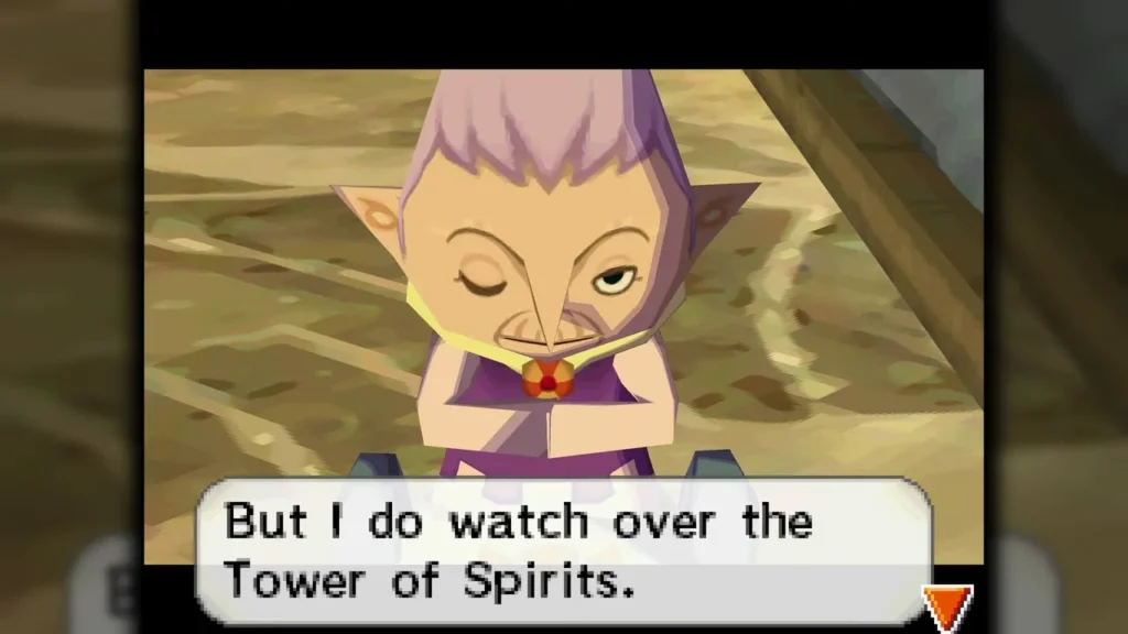 Anjean the Lokomo, with her hands clasped, speaking about watching over the Tower of Spirits Anjean the Lokomo, with her hands clasped, speaking about watching over the Tower of Spirits