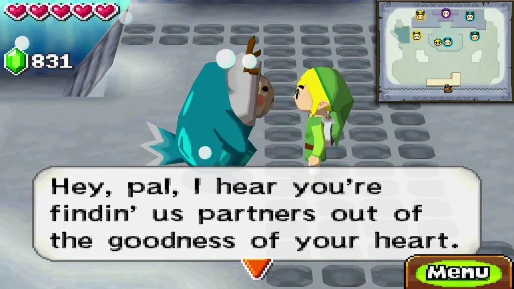 Bulu, a teal Anouki, telling Link he found pairings out of goodness of heart Bulu, a teal Anouki, telling Link he found pairings out of goodness of heart