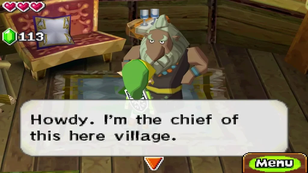 Dovok, the chief of Whittleton, greeting Link in his house Dovok, the chief of Whittleton, greeting Link in his house