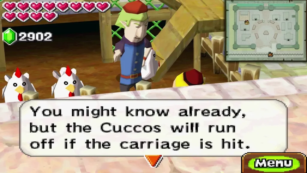 The Castle Town Cucco seller warning Link that the Cuccos will run off if the carriage is hit. The Castle Town Cucco seller warning Link that the Cuccos will run off if the carriage is hit.