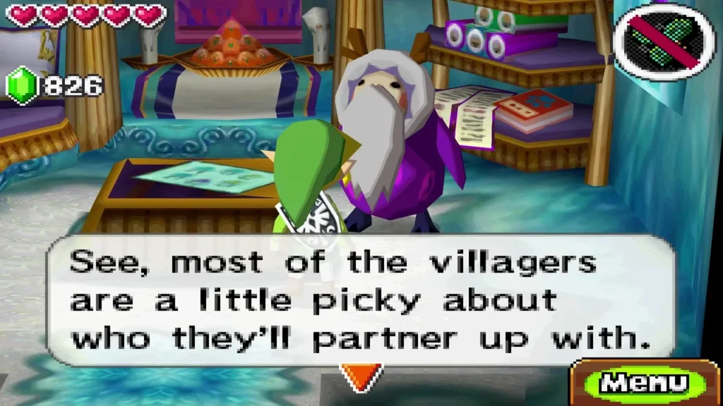 Honcho telling Link that most villagers are picky about who they pair up with Honcho telling Link that most villagers are picky about who they pair up with