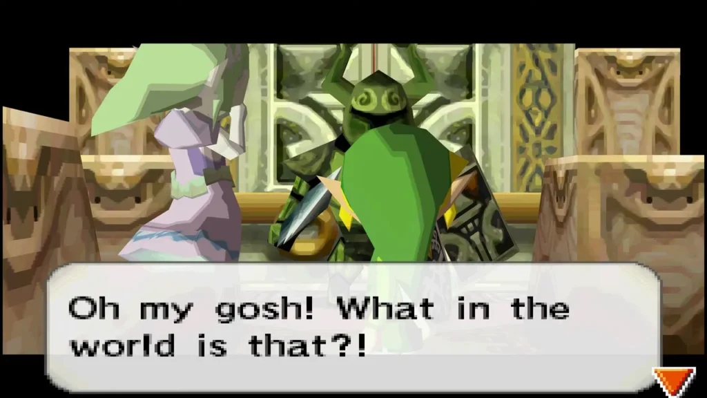 A green armored Phantom in the Tower of Spirits, with Zelda's pale green spirit beside it A green armored Phantom in the Tower of Spirits, with Zelda's pale green spirit beside it