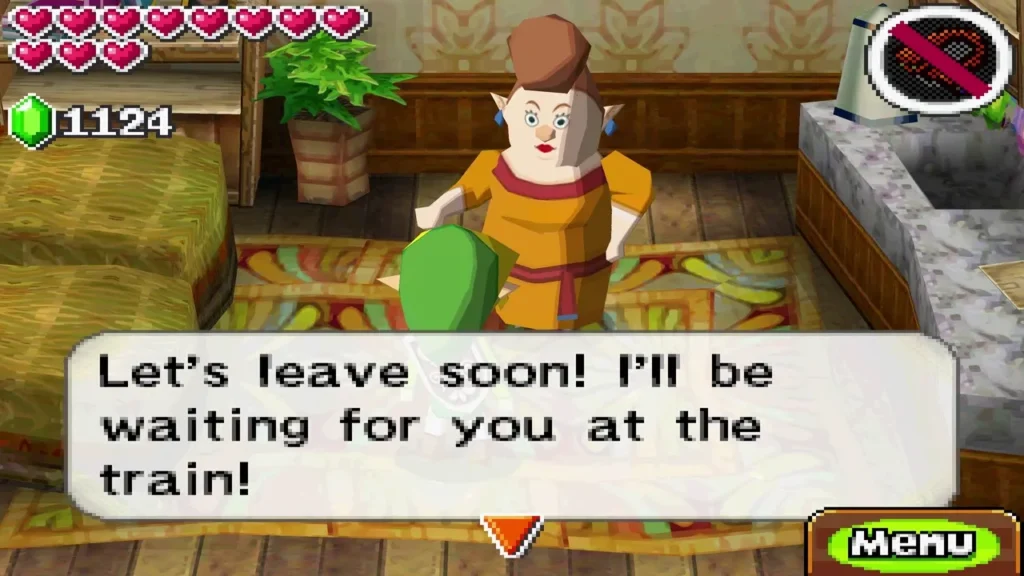 Mona in her house telling Link to leave soon, as she will be waiting at the train. Mona in her house telling Link to leave soon, as she will be waiting at the train.