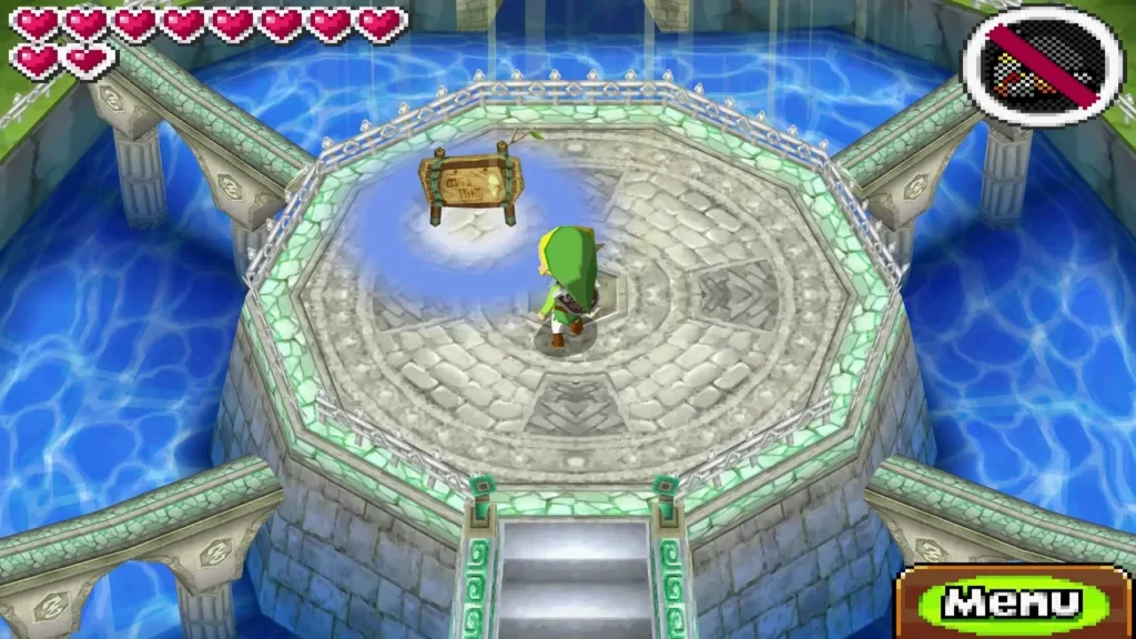 Link on the platform of the Ocean Sanctuary, where Carben left a note Link on the platform of the Ocean Sanctuary, where Carben left a note