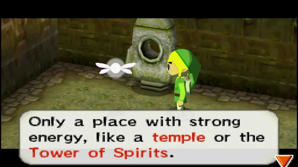 The Spirit of Healing, a glowing white fairy, beside Link with a message box about places of strong energy The Spirit of Healing, a glowing white fairy, beside Link with a message box about places of strong energy