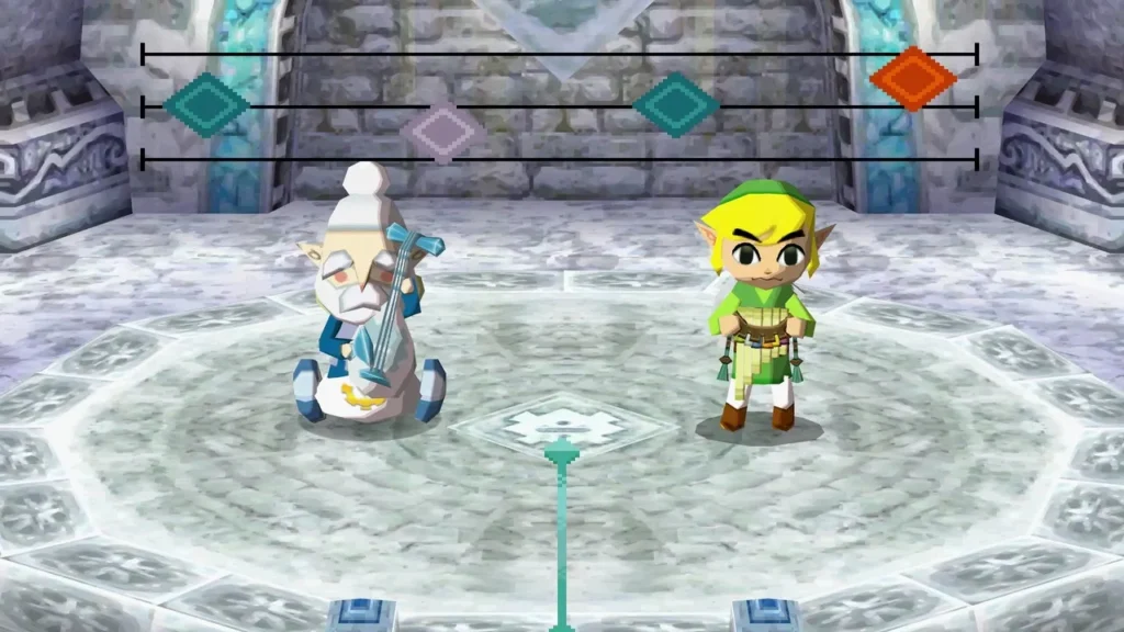 Steem playing the biwa beside Link in the Snow Sanctuary, ready for the duet Steem playing the biwa beside Link in the Snow Sanctuary, ready for the duet