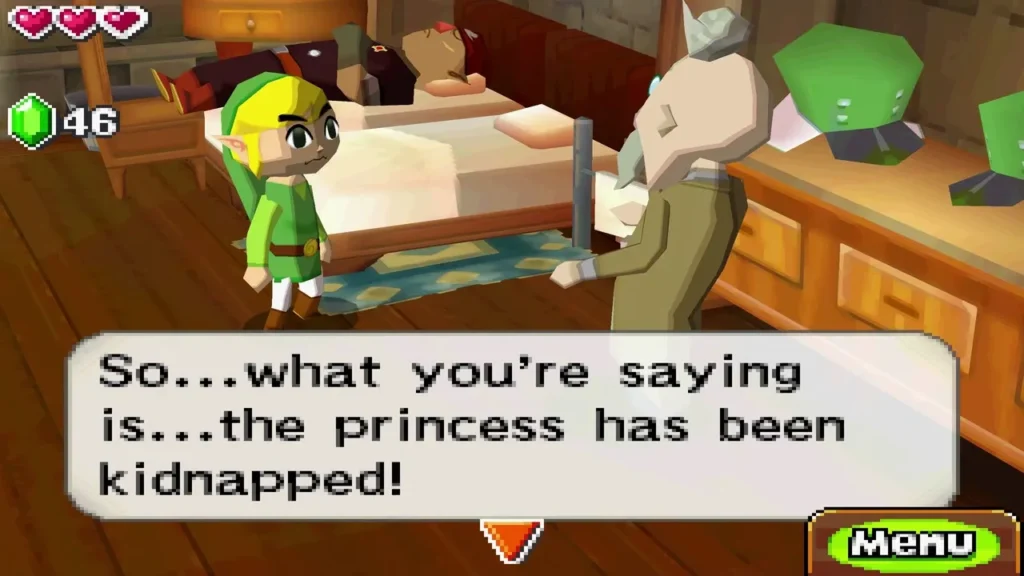 Teacher in Zelda's bedroom reacts as Link tells him the princess has been kidnapped Teacher in Zelda's bedroom reacts as Link tells him the princess has been kidnapped