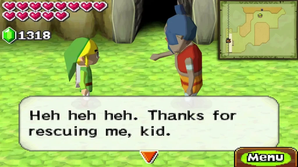Wadatsumi, the blue-haired Papuchian in a red vest, thanks Link for rescuing him in the Pirate Hideout Wadatsumi, the blue-haired Papuchian in a red vest, thanks Link for rescuing him in the Pirate Hideout