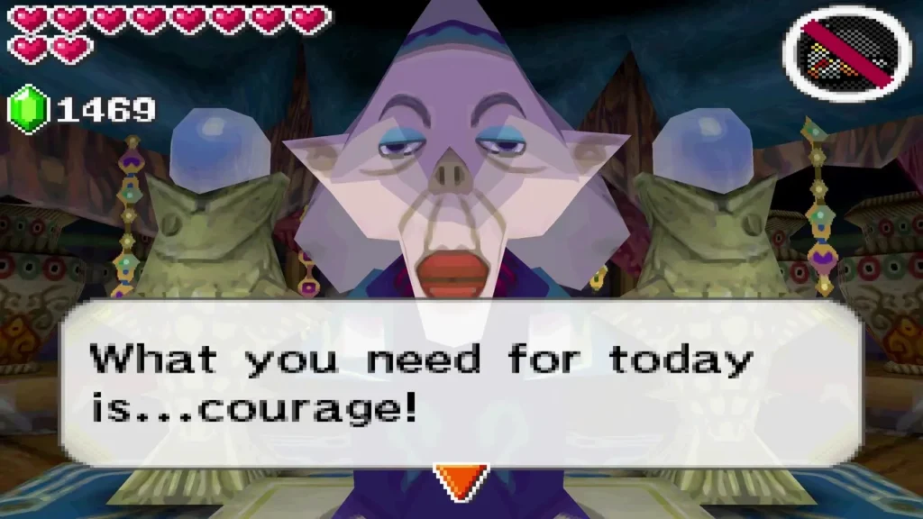 The Wise One in her chamber, telling Link what he needs today is courage The Wise One in her chamber, telling Link what he needs today is courage