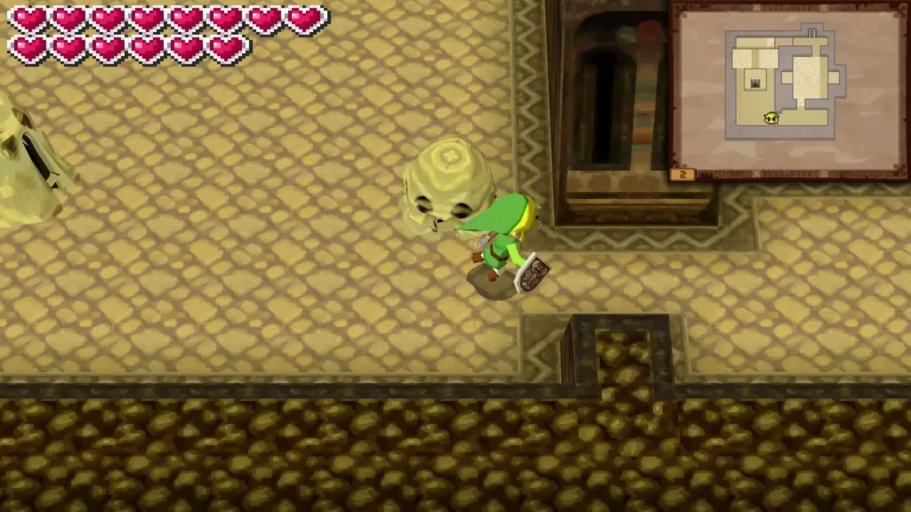 A lumpy Gerune rising from the sand beside Link on the Sand Temple second floor A lumpy Gerune rising from the sand beside Link on the Sand Temple second floor