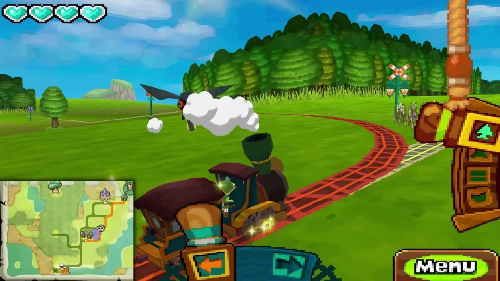 A dark-winged Snurgle swoops beside the rails as the Spirit Train rounds a bend. A dark-winged Snurgle swoops beside the rails as the Spirit Train rounds a bend.