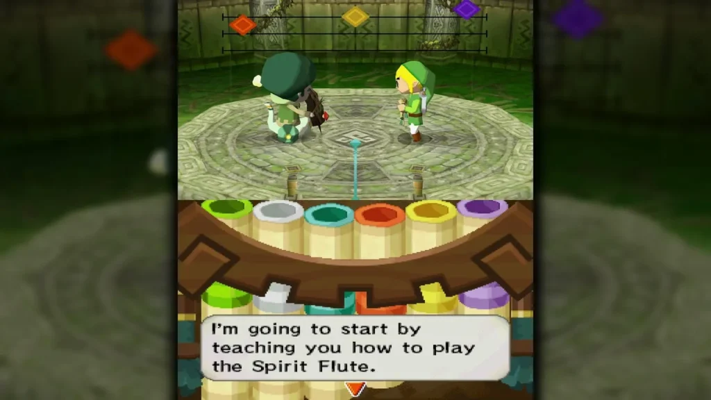 Gage telling Link he will start by teaching him how to play the Spirit Flute Gage telling Link he will start by teaching him how to play the Spirit Flute