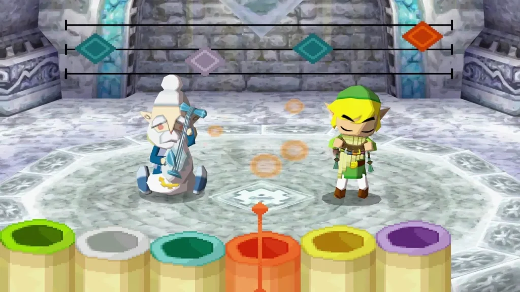 Link playing a duet with Steem on the Snow Sanctuary floor Link playing a duet with Steem on the Snow Sanctuary floor