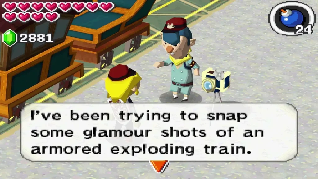 Ferrus in his red cap with his camera at a station, saying he wants glamour shots of an exploding train