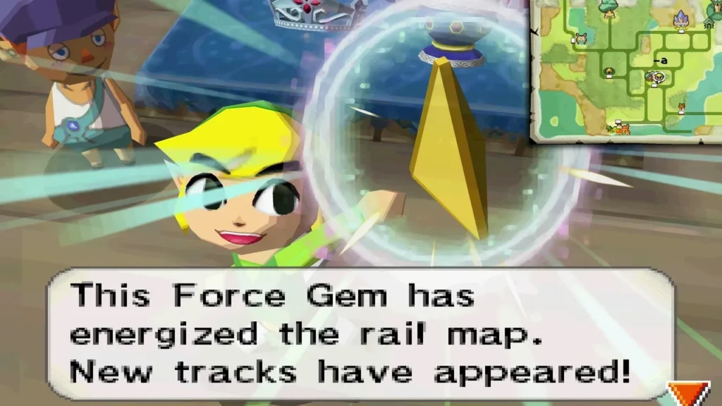 Link holding a Force Gem as the box says it has energized the rail map and new tracks have appeared