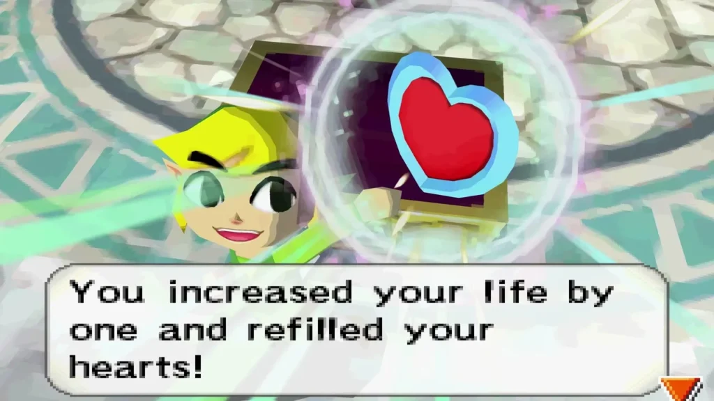 Link beside the open Snow Temple chest as the message confirms his life went up by one Link beside the open Snow Temple chest as the message confirms his life went up by one