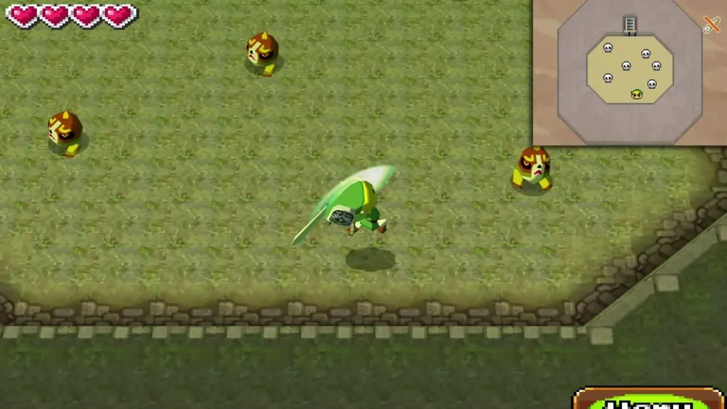 Link among enemies on the Take 'Em All On! Level 1 floor during the first wave Link among enemies on the Take 'Em All On! Level 1 floor during the first wave