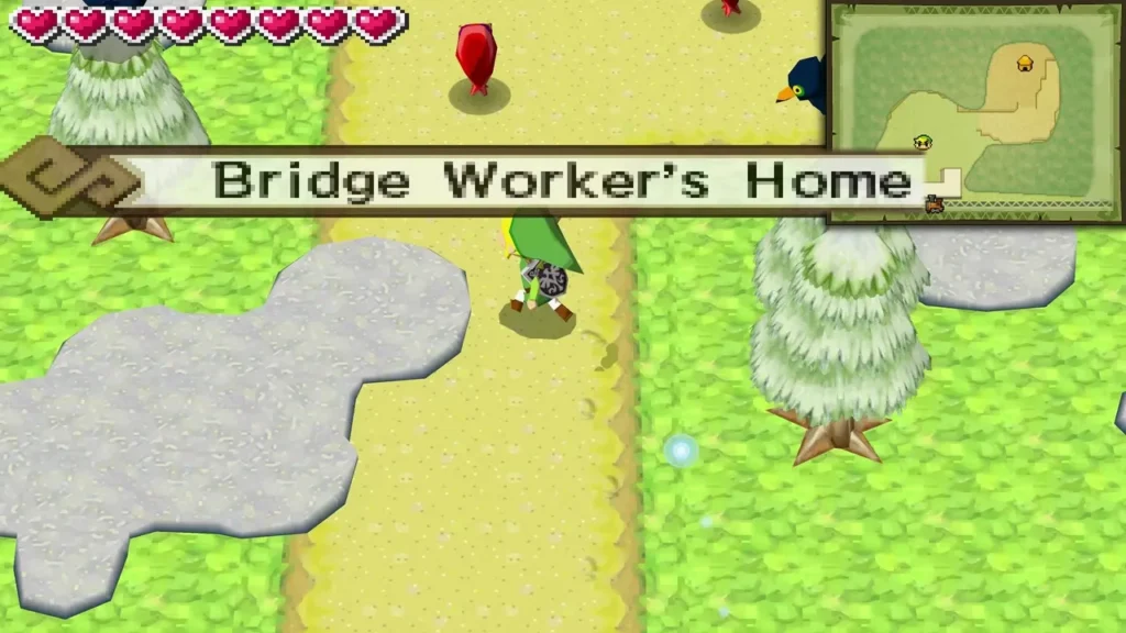 Bridge Worker's Home title card over the field outside the house Bridge Worker's Home title card over the field outside the house