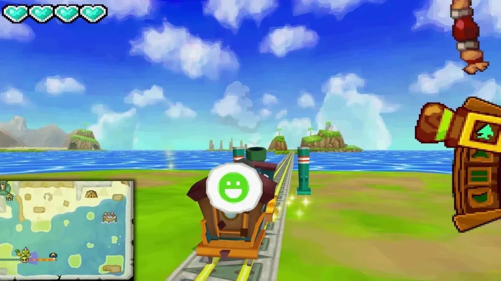 Spirit Train running along the shore with small islands out on the sea in the Ocean Realm Spirit Train running along the shore with small islands out on the sea in the Ocean Realm