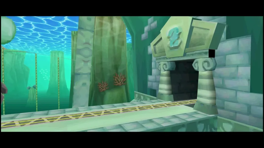 Spirit Train on rails at the gate of the Ocean Temple beneath the sea Spirit Train on rails at the gate of the Ocean Temple beneath the sea