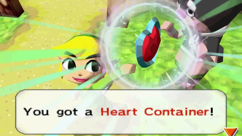 Link receiving a Heart Container as the reward for rescuing rabbits in Rabbitland Rescue Link receiving a Heart Container as the reward for rescuing rabbits in Rabbitland Rescue