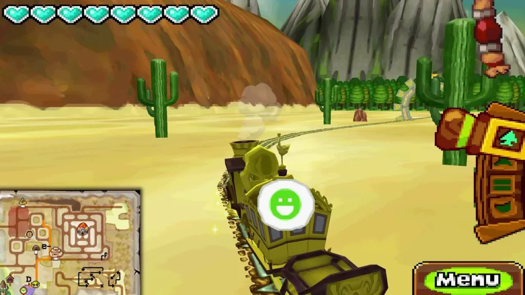 Spirit Train running through sandy dunes with cacti in the Sand Realm Spirit Train running through sandy dunes with cacti in the Sand Realm