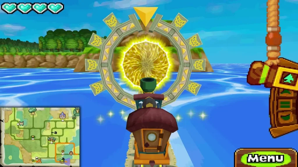 Golden spacetime gate glowing over the sea with the Spirit Train passing beneath it Golden spacetime gate glowing over the sea with the Spirit Train passing beneath it