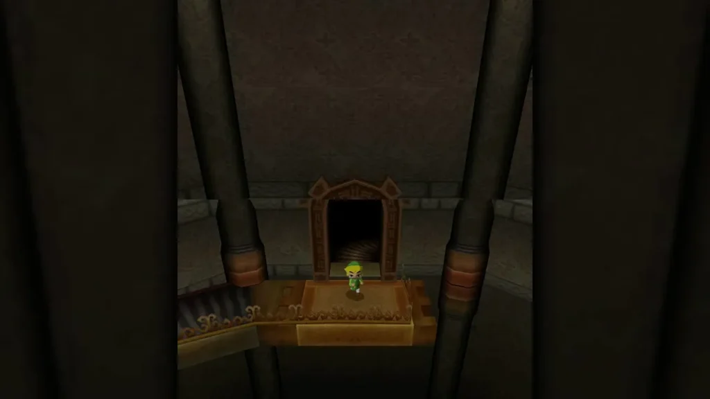 Link at a dark stone doorway deep inside the Tower of Spirits Link at a dark stone doorway deep inside the Tower of Spirits