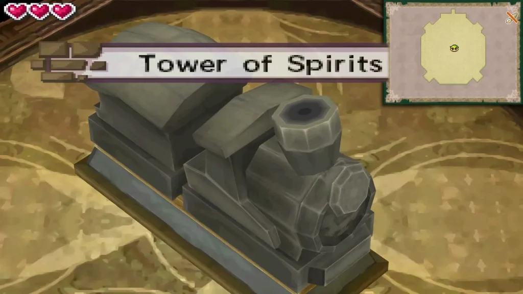 Tower of Spirits title card above the Tower model on its base Tower of Spirits title card above the Tower model on its base