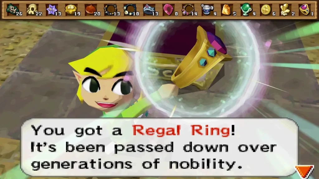 Link holding up a Regal Ring from the Brainmasher Block Puzzle altar