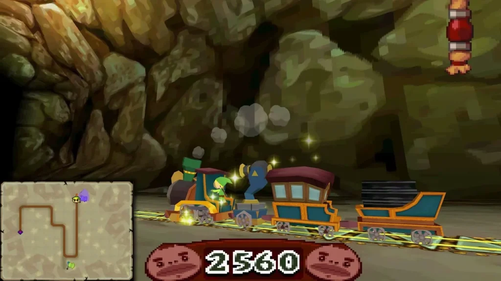 The mine train speeding through the Goron Target Range with a score of 2560