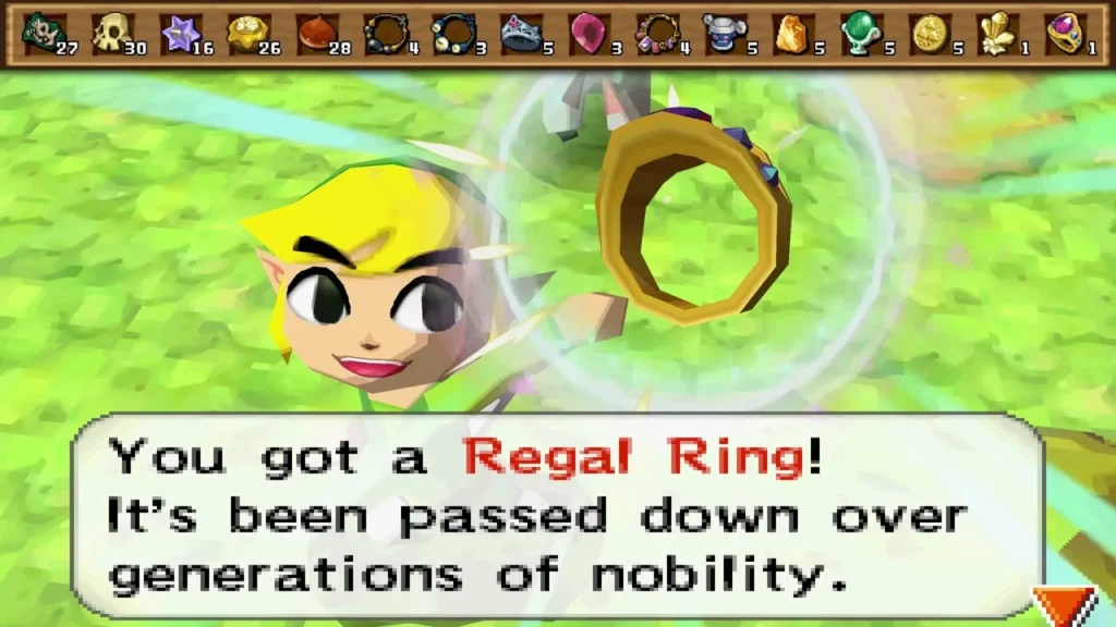 Link holding up a Regal Ring won in the whip race