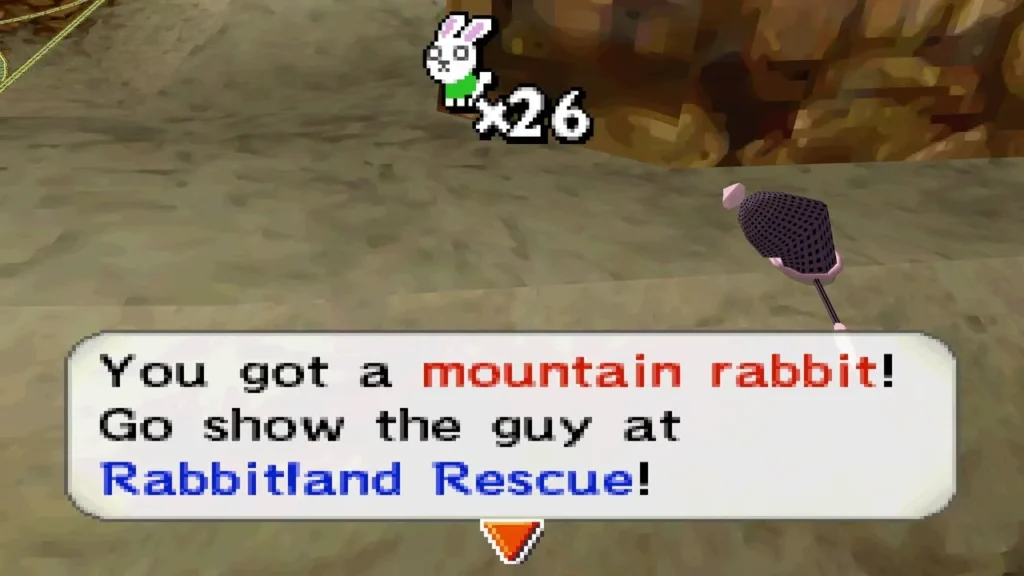 Net over rocky canyon ground with the box: You got a mountain rabbit! Net over rocky canyon ground with the box: You got a mountain rabbit!