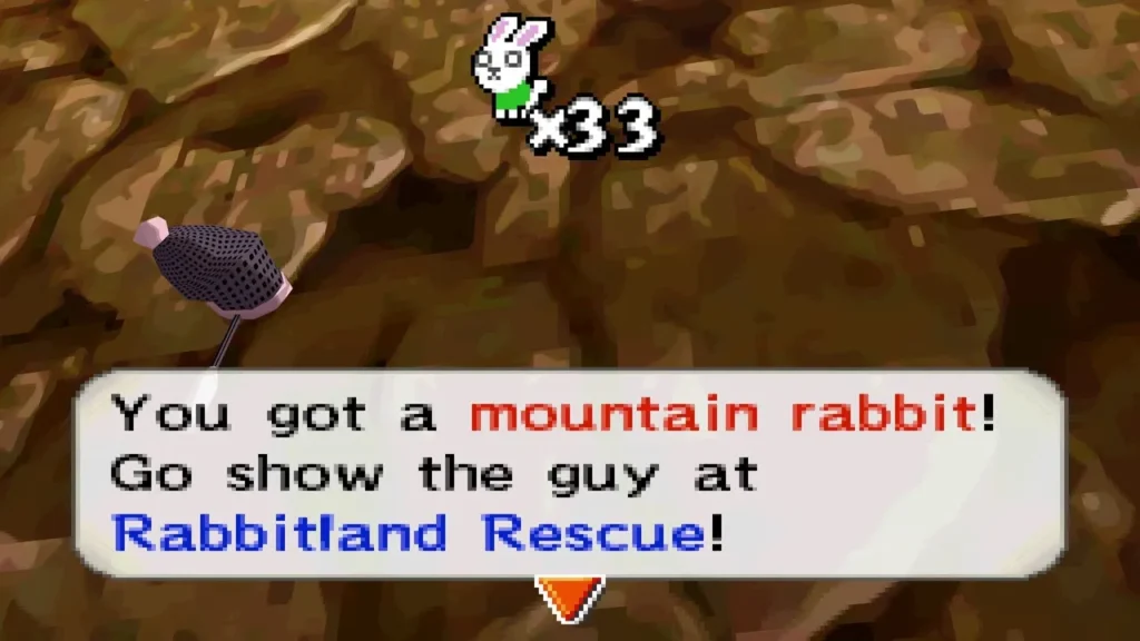 Net over rocky canyon ground with the box: You got a mountain rabbit! Net over rocky canyon ground with the box: You got a mountain rabbit!