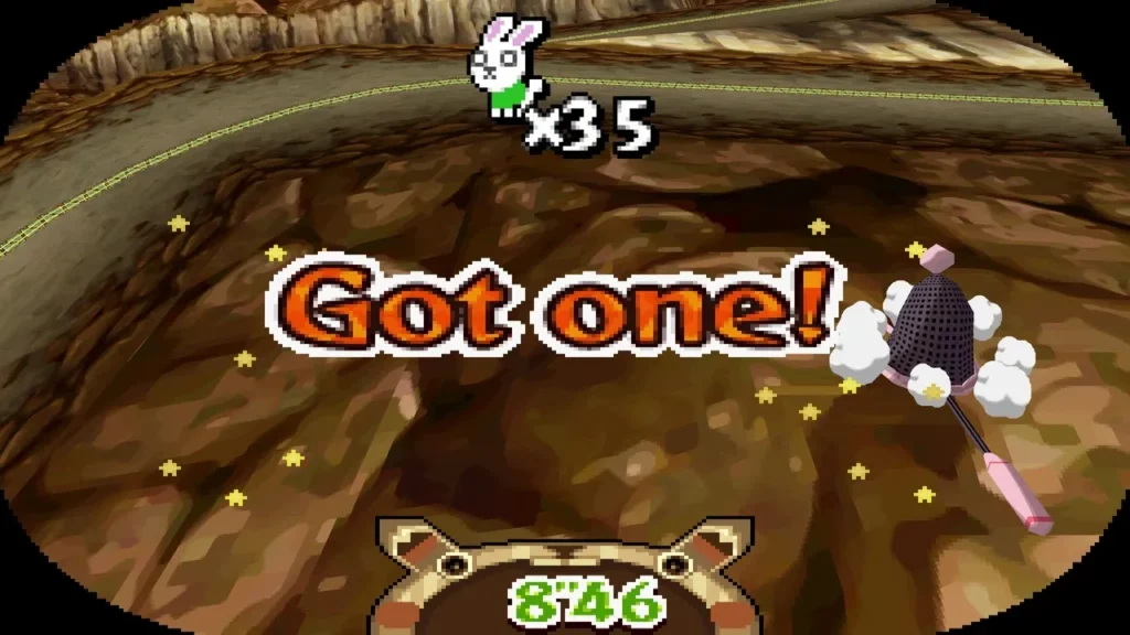 Got one! banner over brown canyon rock, with a net and white dust puffs. Got one! banner over brown canyon rock, with a net and white dust puffs.