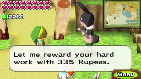 The Rabbitland Rescue owner rewarding Link's hard work with 335 Rupees The Rabbitland Rescue owner rewarding Link's hard work with 335 Rupees