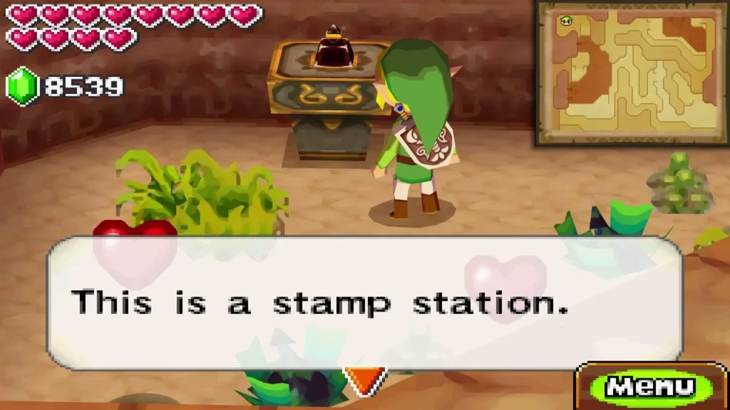 Link beside the Goron Village stamp station with the message This is a stamp station