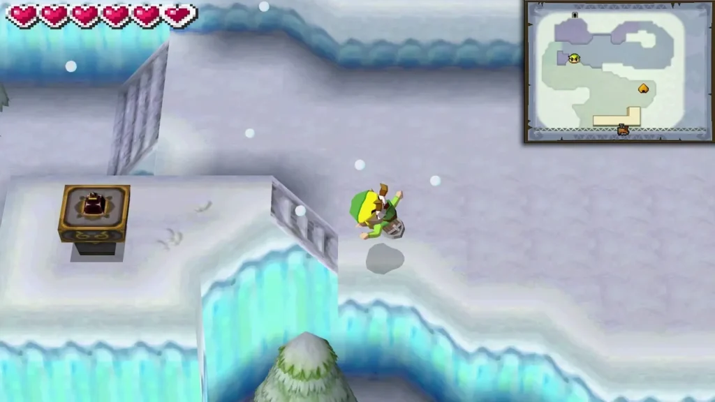The snow realm stamp station on a small hill, seen from the bottom of the narrow stairs