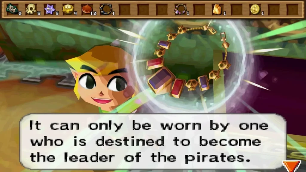 The Pirate Necklace hangs in the air with the message that only the future pirate leader can wear it The Pirate Necklace hangs in the air with the message that only the future pirate leader can wear it