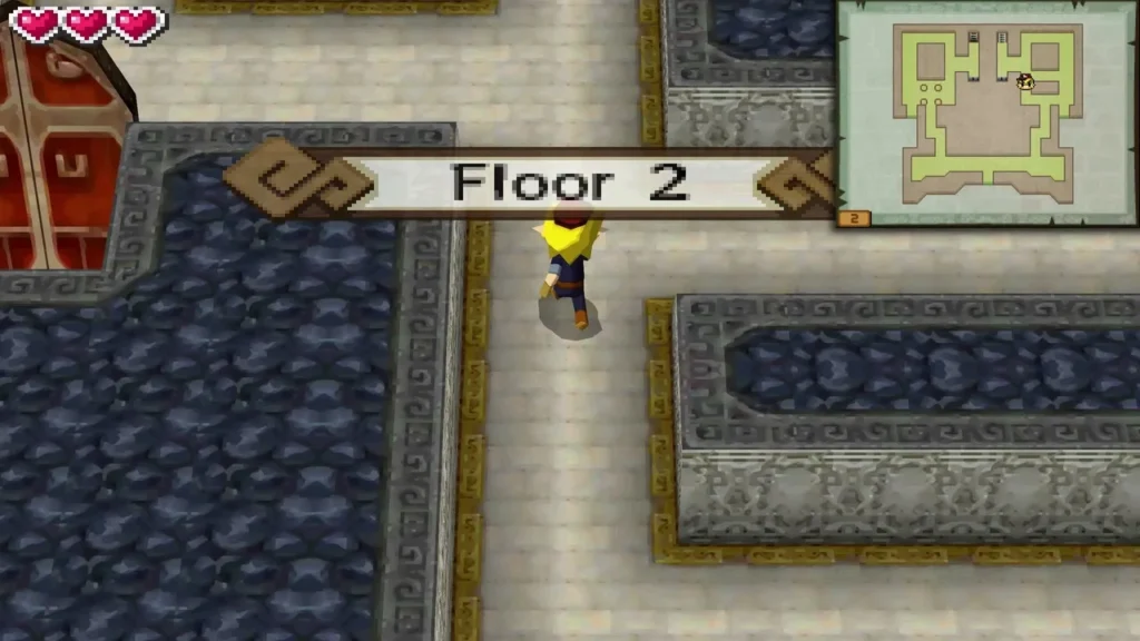 Link walking through the castle on the second floor Link walking through the castle on the second floor