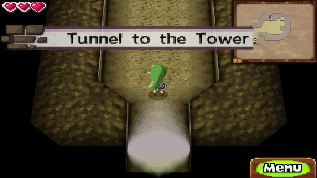 Link at the entrance of the tunnel as the Tunnel to the Tower title card appears Link at the entrance of the tunnel as the Tunnel to the Tower title card appears
