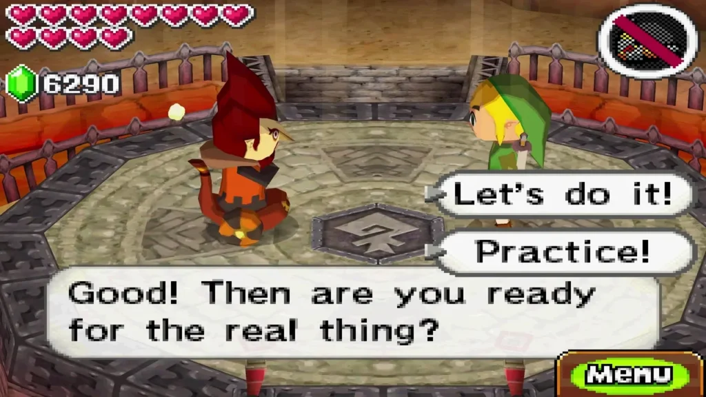 Lokomo Embrose asking if Link is ready for the real duet, with Let's do it and Practice choices Lokomo Embrose asking if Link is ready for the real duet, with Let's do it and Practice choices